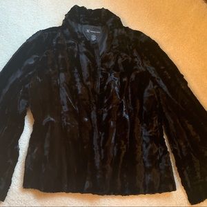 INC International Concepts Womens Faux Fur Black Jacket Size L